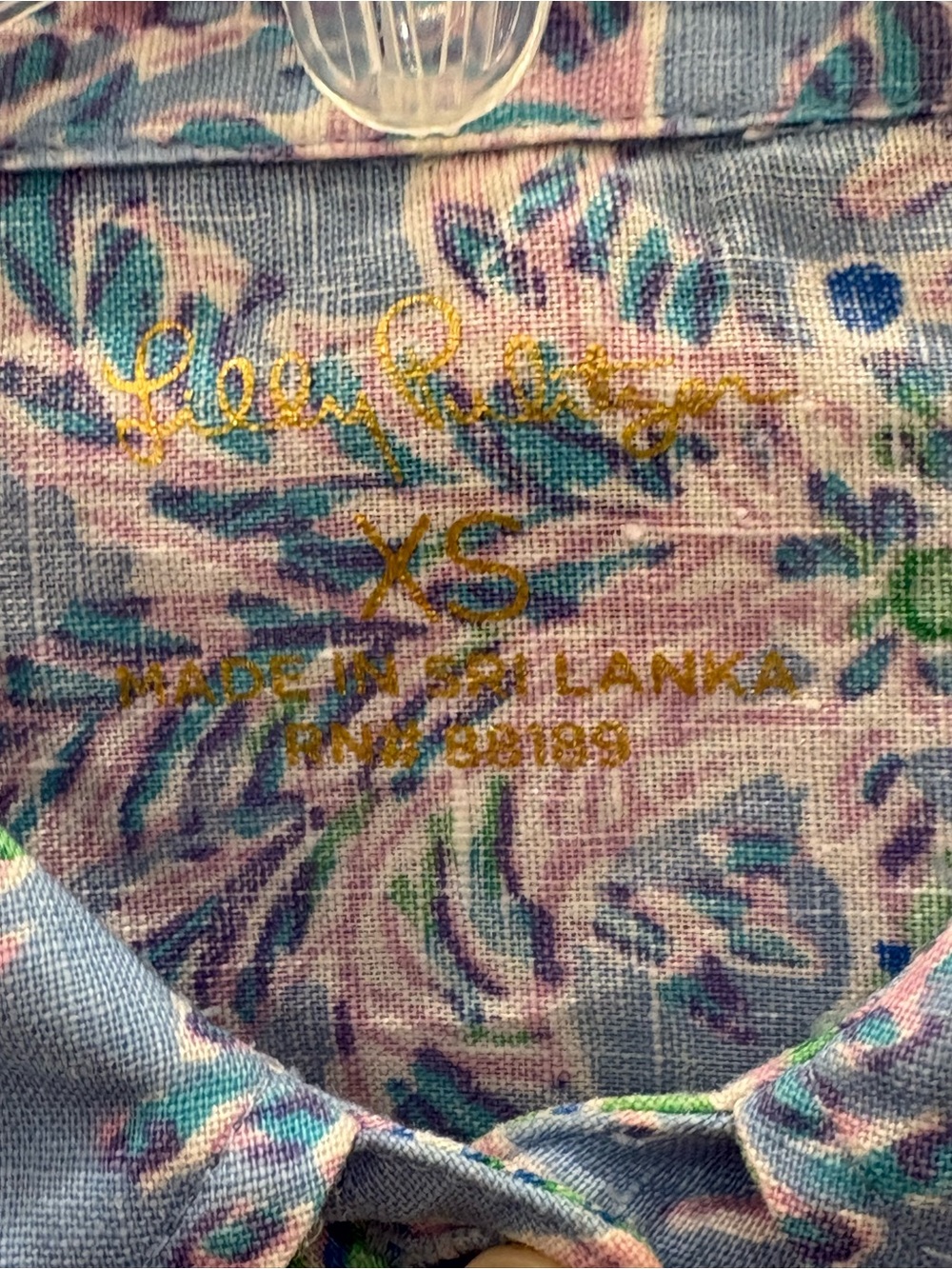 Lilly Pulitzer Sea View, Blue Floral Shirt with Pink & Green Accents Size XS - Picture 8 of 10
